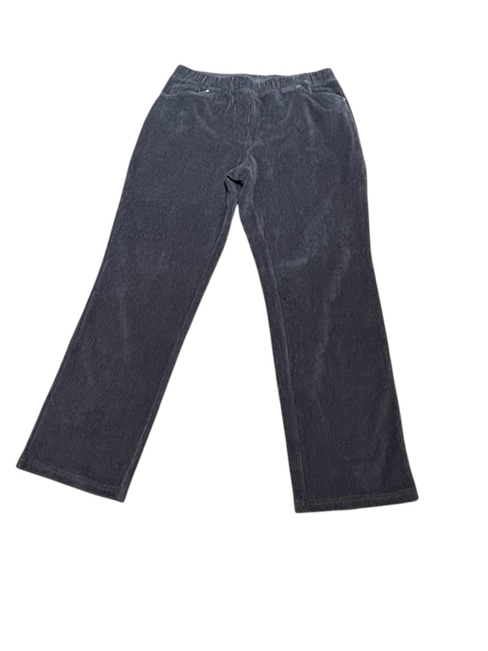 Quacker Factory Charcoal Gray Corduroy Shorts with Elastic Waist, Size MP